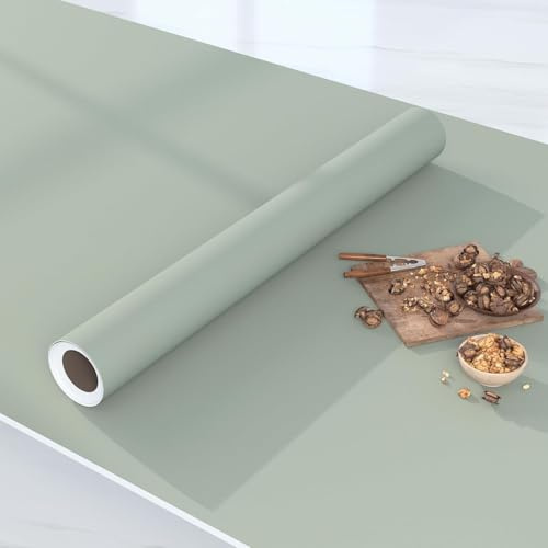 VIOPVERY Papier peint autocollant en vinyle épais pour plan de travail de cuisine - Vert uni - 60 x 1000 cm