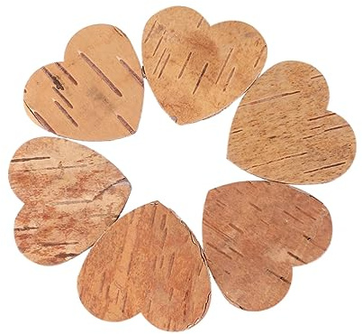 SHINEOFI 160pcs Birch Bark Heart Shaped Wood Chips for Happy Birthday Decorations Wedding Sign Birthday Decorations