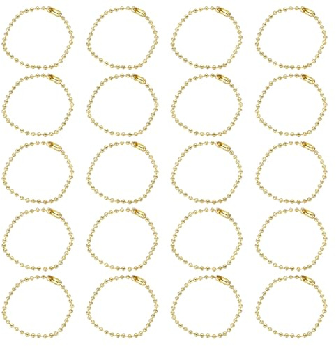 sourcing map 50Pcs 5 Inch Ball Bead Chain, Metal Ball Chain with Connectors for Keychain Hanging Ornament Tag Jewelry Necklace Christmas Decoration,Gold