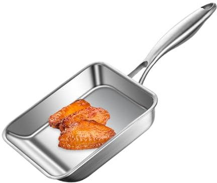laxreheye Sartenes y sartenes, sartenes antiadherentes | Sartén de acero inoxidable de 3 capas, sartén cuadrada, sartén de hierro profunda, utensilios de cocina, para huevos