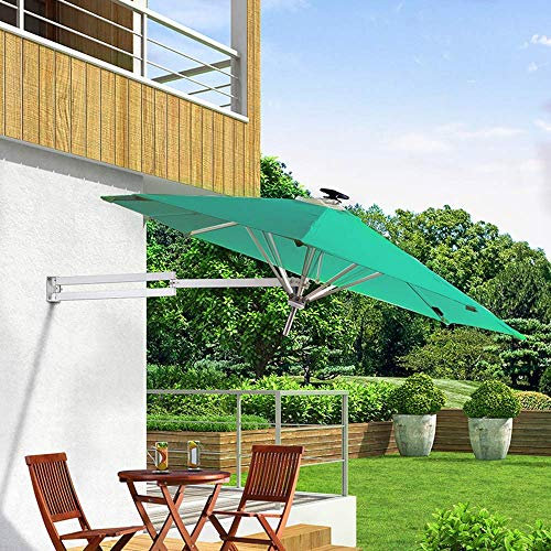 HUIBBGO Garden Parasol Umbrella Parasol Wall Mounted Cantilever, Aluminium,Solar Led,Polyester Cloth,Folding, Telescopic,Outdoor Recreation Umbrella,Courtyard/Garden/Terrace
