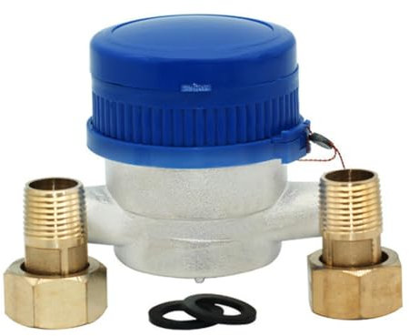 Suoumwa Durchflusswasserzähler für Den Gartengebrauch, Wasseruhr, Kalibrierter Gartenwasserzähler Aus Messing, Einstrahlwasserzähler, Trocken-/Kaltwasserzähler