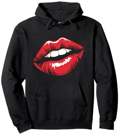 90er Jahre 80er Party Lila Lippenstift Kiss Kuss Kussmund Pullover Hoodie