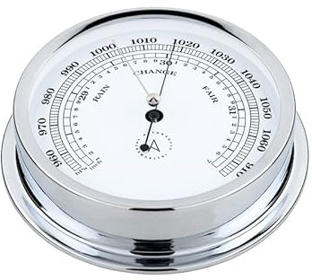 Autonautic - Barómetro Aneroide Náutico de Latón Cromado, de Alta Resistencia al Ambiente Marino, para Embarcaciones o Decoración - 175mm (ø) - Made in Spain.