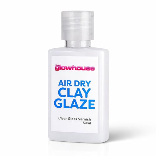 Lerglasyr 50 ml glanslack – klar, vattenbaserad förseglare för polymerlera, lufttorkande lera och hantverk – högglansfinish, giftfri lerlack för gör-det-själv, smycken och modelleringsprojekt