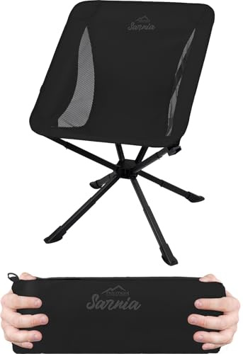 normani Ultraleichter Campingstuhl Faltstuhl Klappstuhl - Anglerstuhl mit kleinem Packmaß und Packtasche - Getränkehalter verfügbar Farbe Dunkelschwarz