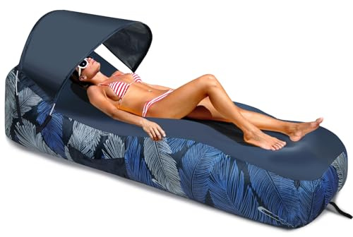 BKDEORS Aufblasbare Liege, Luftsofa mit abnehmbarem Sonnenschutz, aufblasbare Liege, Strandstuhl mit Kissen, wasserdicht und auslaufsicher, tragbar, für Strand, Musik, Festival, Camping, Hinterhof