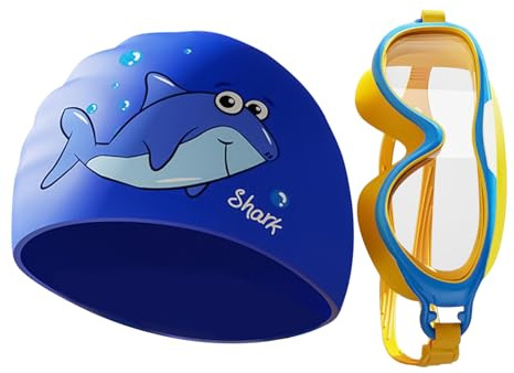 Gafas De Natación Infantiles - Gorro De Natación para Piscina,Gafas Ajustables Antivaho Infantil Juvenil Y Gorro De Entrenamiento para Playa Piscina Buceo