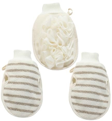 Mikinona 3 Piezas Guantes Exfoliantes Ergonómicos para Cuerpo de Ducha Duraderos y Suaves para Mujer y Hombre Limpieza Profunda de Muerta Guantes Scrub para Baño