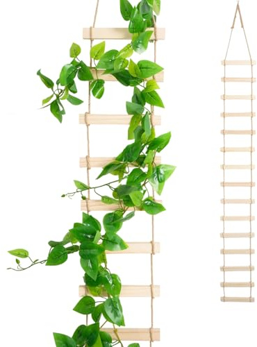 Wooden Ladder Plant Trellis for Climbing Plants – 6ft Extra Tall Indoor & Outdoor Wooden Trellis Garden Plant Support, Easy to Install for Vines, Ivy, Pothos, Monstera, Potted Plants