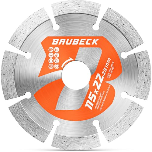 BAUBECK Diamantscheibe 115mm für Stein, Beton, Leistungsstark & kompatibel mit Bosch, Metabo, Diamant Trennscheibe 115 Diamanttrennscheibe 115 Diamant Trennscheibe 115 Stein