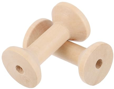 sourcing map 2Pcs Wooden Spools for Crafts, 2.75In Natural Wood Empty Spools Thread Wooden Bobbins for Wire Weaving Cord Sewing Twine Ribbon Chain Wrapping Organizing, Wood Color