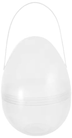 MotiveTech Huevo de Pascua con Asa, Cesta Grande Transparente, Rellenable, Adorno Decorativo, Vacío, para Picnics, Frutas, Patios, Dulces Y Galletas, 25cm