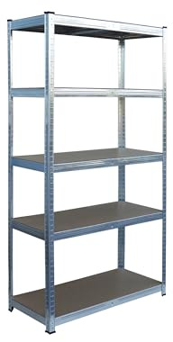 Relaxdays Scaffale portacarichi, 5 ripiani, HxLxP:180x90x40 cm, fino a 875 kg, cantina/garage, acciaio, argento