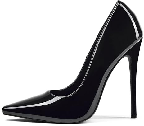 Zhabtuc Zapatos de Salón Mujer Clásicos Tacón 12 cm Punta Cuadrada Cerrada Stiletto Slip-On Tacones Altos Zapatos Cómodos Diario Fiesta Trabajo