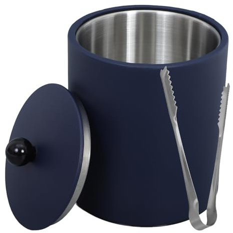 LIFKOME Seau à Glace en Acier Inoxydable avec Couvercle, Seau Isotherme Bleu, Capacité Spacieuse pour Glaçons, pour Bar, Fête et Hôtel – Bac à Glaçons pour Conservation de Boissons