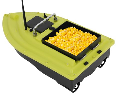 YUNRUX Fischköderboot 500M Fernbedienung Angeln Köderboot 2 Stunden Arbeitszeit Futterboot 2KG Köderkapazität Nachtangeln Fischfinder Boot mit Tempomatsystem und Navigationslicht 5200mA Batterie