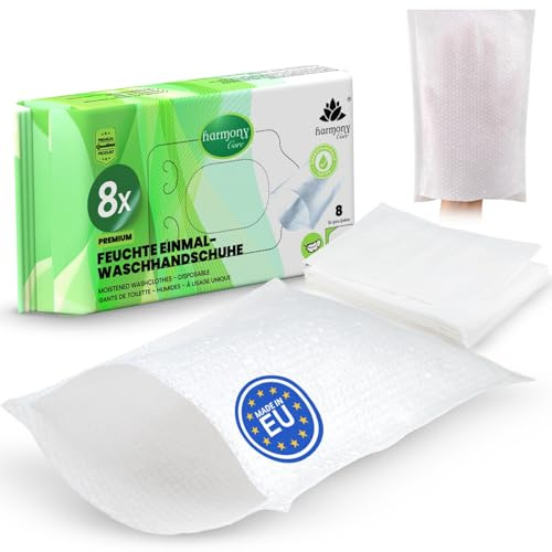 Harmony Care® - 40x weiche Einmal Waschhandschuhe aus Spunlace, Einmalwaschlappen für Erwachsene Pflege & Babys - extra dicke reizfeste Waschlappen einweg - Feucht