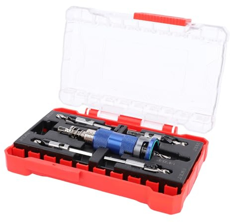 Dpofirs Juego de Brocas Avellanadoras Eficientes para Carpintería con Ajustes Semiautomáticos para Orificios Avellanados para Taladro Manual, Taladro de Banco, Límite de 5 Piezas con Caja de