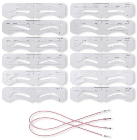 Labyrinxel 12 PCS Eyebrow Stencil Kit with Elastic Bands Reusable Eyebrow Shaper and Eyebrow Stencils for Symmetrical Brow Shaping and Daily Makeup