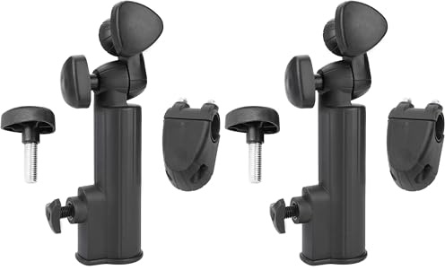 BigKing Golf Umbrella Holder, Adjustable Black Cart Attachment, Universal Fit for Golf Trolleys (Pack of 2)