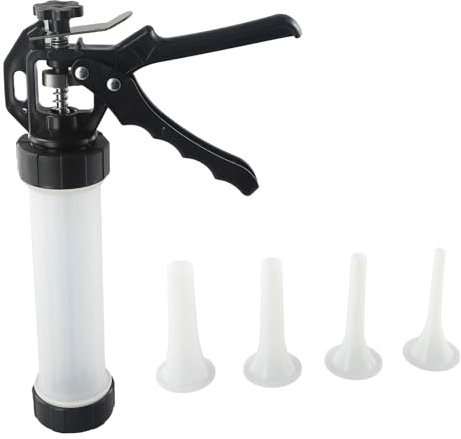 Lecreatekit Remplisseur de saucisses manuel, 500 ml de grande capacité avec 4 buses pour la cuisine et le barbecue extérieur, outil manuel en plastique pour machine à saucisses