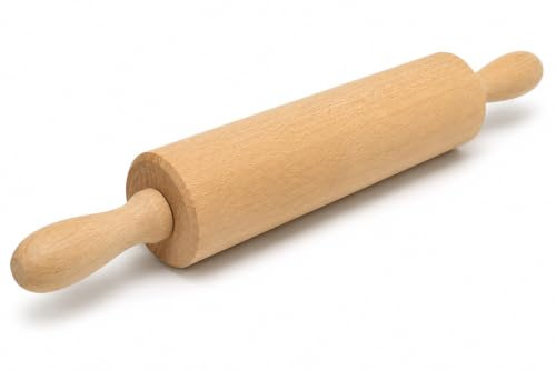Professional Beech Wood Rolling Pin with Smooth Revolving Handles 41cm x 5.3cm – Solid Wooden Dough Roller for Baking, Pastry, Pizza & Bread – Heavy Duty Kitchen Rolling Pin