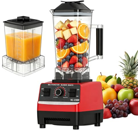2 in 1 Blender, 2000w Heavy Duty Blender, Kitchen Blenders, 2l/Bpa Free/Stainless Steel Hard Blade for Crushing Frozen Fruits, Ice Cubes, Milkshakes, Cocktails