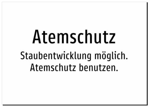 38093-DE-T-10 | Atemschutz - Staubentwicklung möglich. Atemschutz benutzen | Aufkleber A5, 210 x 148mm | nur Text, ohne Symbolgrafik