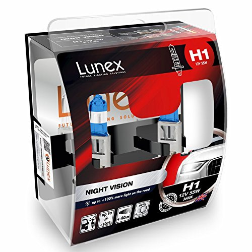LUNEX H1 NIGHT VISION Headlight Halogen Bulbs + 100% more light 448 12V 55W P14,5s 3600K duobox (2 units)