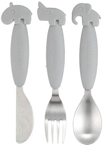 Done By Deer Yummy Plus Easy Grip Besteckset grau