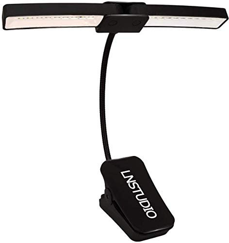 LNSTUDIO Luce da Lettura e Luci di Stand Musicali, Ricaricabile Luce Leggio da Clip per Lettura,2-Livello Luminosità，Lampada da Libro per Lettura, Libri, Scrivania, Viaggio 18leds