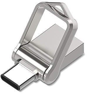 128 GB USB C Flash Drive, KOOTION Dual 2-in-1 OTG Type C 3.0 Metal Rugged Swivel Thumb Drive Memory Stick Jump Drive Photo Stick for Android Smartphone Tablet Mac PC Computers MacBook Laptop(Silver)