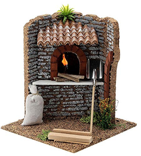 Holyart Eckofen mit Feuer für Krippe, 15x15x15 cm
