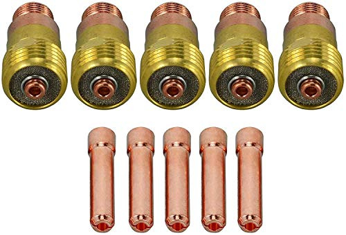 RIVERWELD WIG Gaslinsen-Spannzangenkörper 45V116 10N23 1,6 mm 12 Stück | Sortiment 1/16 für QQ300 PTA DB SR WP 17 18 26 WIG-Schweißbrenner