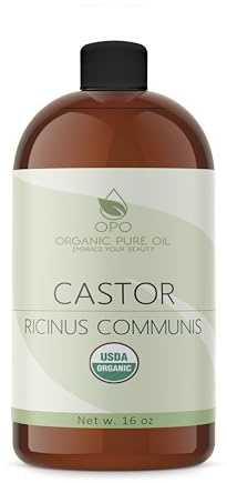 Organic Castor Oil | USDA Certified Organic, Pure and Cold Pressed, Refined, Non-GMO Hexane-Free - 16 oz - for Skin, Hair, Nails, Body, Eyelashes, Growth, Conditions, Nourishes & Hydrates