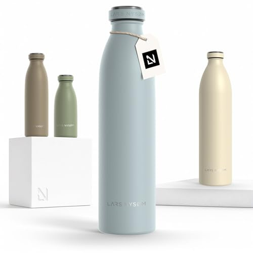 LARS NYSØM Borraccia Termica 750ml in Acciaio Inox | Bottiglia isolata 0.75 litro | Bottiglia d'Acqua a Tenuta stagna per Sport, Bicicletta, Cane (Sky Blue, 750ml)
