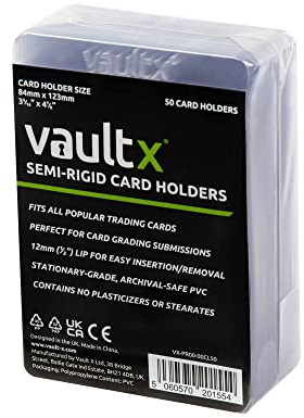Vault X Halbstarre Trading-Kartenhalter, Feste Hüllen für TCG- und Sportkarten-Bewertungen, Kartenhüllen (50er Pack)