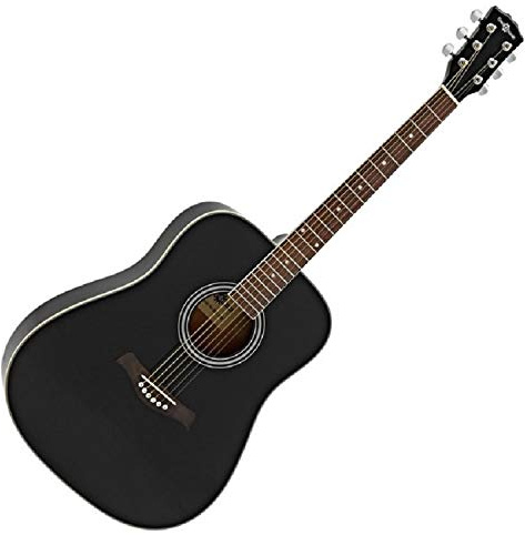 38 Inch Full Size Acoustic Guitar Cutaway Design Hardwood Finish & Steel Strings (Black)