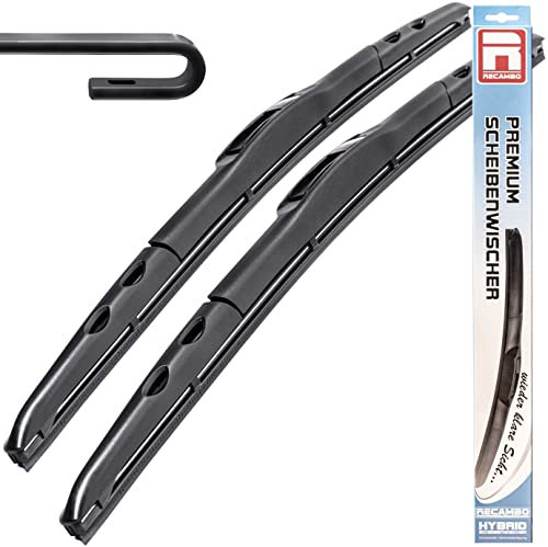 HYBRID Front Scheibenwischer FLEX AERO kompatibel für VW T5 Modelle mit Hakenbefestigung | 2003-2015 - 600mm 600mm - Premium Qualität Wischerblätter Set - RECAMBO