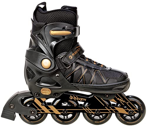RAVEN Expert Inline Skates inlines för barn och vuxna justerbara (guld, 40–43 (25,5–28 cm))