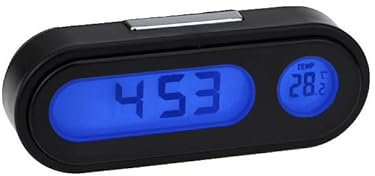 Ziyan Auto Mini Uhr Thermometer 2in1 LED Leuchtend Digitalanzeige Digitaluhr Fahrzeug Armaturenbrett Uhr für PKW Auto LKW KFZ