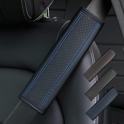 Seat Belt Cover, AUTOXBERT 1 Pcs Car SeatBelt Covers PU Leather Seat belt Strap Cover Soft and Comfortable Seatbelt Harness Pads (Blue）