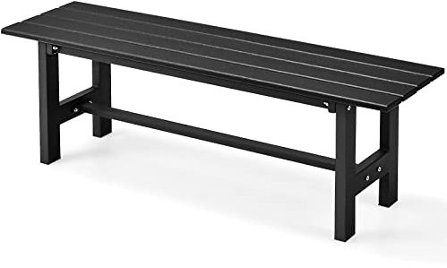 COSTWAY Gartenbank wetterfest, 2-Sitzer Sitzbank bis 300kg belastbar, Allwetter-Parkbank aus HDPE, Terrassenbank ohne Rückenlehne für Garten, Park, Balkon, 120 x 36 x 40,5 cm (Schwarz)