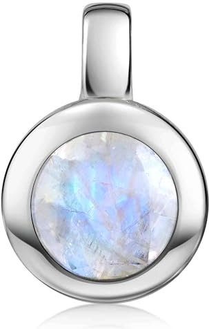 MATERIA by Matthias Wagner Runder Edelstein Anhänger Silber 925 Damen facettiert wahlweise mit Kette