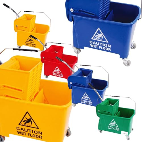 Wet Floor 20 Litre Strong Durable Kentucky Dual Bucket & Wringer | Floor Cleaning System With Wheels & Handle