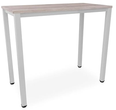 Stehtisch Büro-Besprechungstisch Metallgestell grau, Beine quadratisch, Steh-Arbeitstisch Gesamthöhe 112,5 cm, Pausentisch Empfangstisch hauseigene Fertigung, Workstation (Eiche modern, 120 x 60 cm)