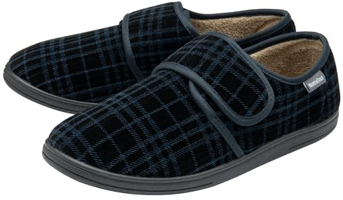 NorthSole Mens Slippers Easy Close Rip Tape Fastening - Navy - UK 10