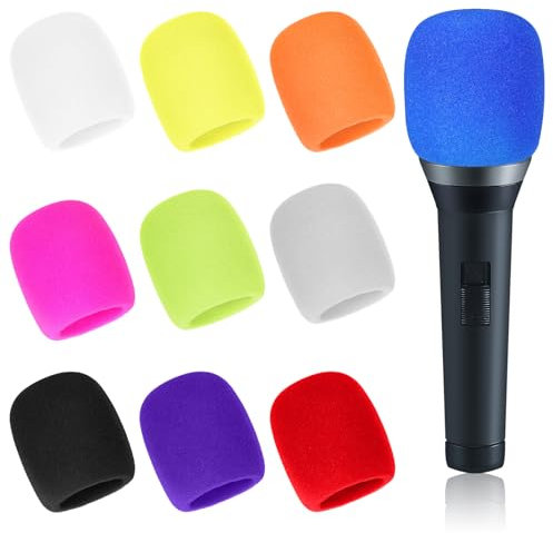 20 Stück Mikrofon Windschutz Bunt Mikrofonabdeckung Mic Foam Cover Handmikrofon Schaumstoff Windschutz Wiederverwendbar Verdickte Waschbare für Ktv Bühnenperformance Familienfeier