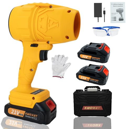Soffiatore a Batteria, Kwoxet Mini Soffiatore per Foglie con Turbocompressore Velocità dell'aria 576 km/h, 2PCS Batterie 21v 3000 mAh, Adatto per la Manutenzione del Giardino
